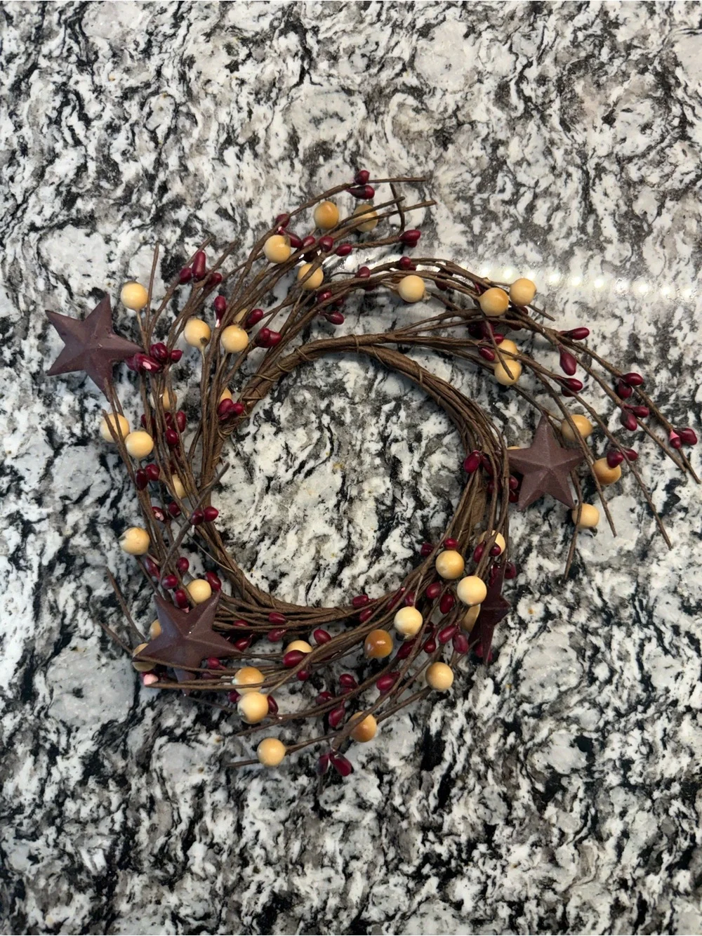 Set of 2 Rustic Berry & Star Grapevine Wreath - Red and Mustard